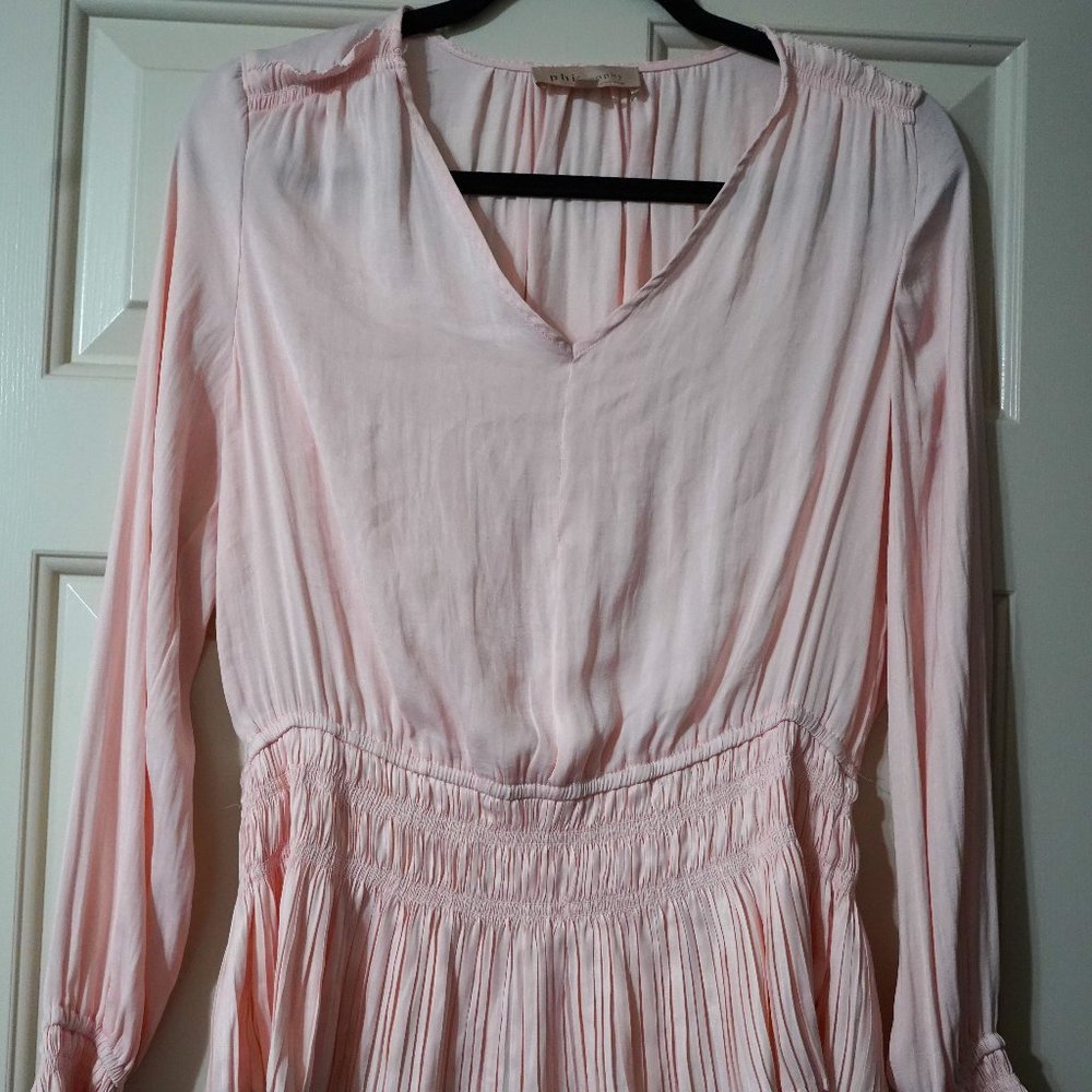 Philosophy Pleated Peplum Top in Blush Pink Size Medium in Pink Blush Color